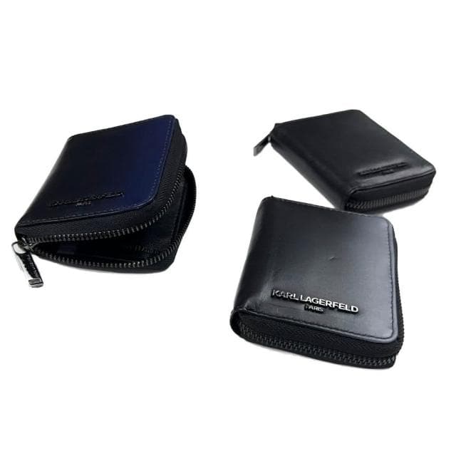 【KARL LAGERFELD 卡爾】卡爾 零錢袋短夾 漸層設計 拉鍊皮夾 Karl 附盒 真皮皮夾 零錢袋 短夾 錢包 生日禮物 送禮  #1014