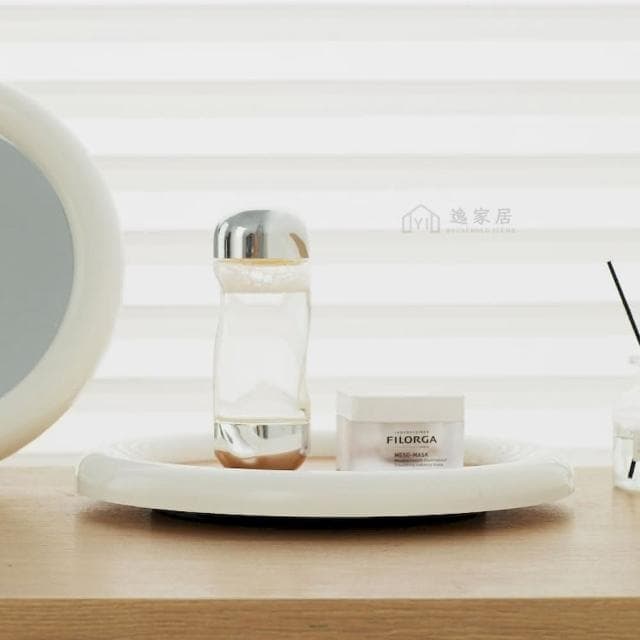逸家居 日式桌面旋轉收納托盤化妝品 保養品 置物架 可旋轉 梳妝檯 口紅收納盤 北歐風 ins