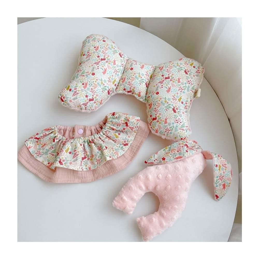 【Lianne baby】粉薄荷草兔嬰兒禮物天使枕圍兜安撫兔兔(彌月禮盒 滿月禮 收涎禮週歲禮 嬰兒禮物)
