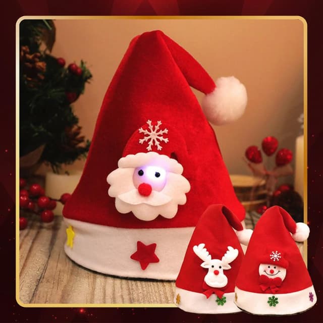 舒米好物 閃光聖誕帽 兒童/大人可選 發光 聖誕帽(聖誕頭飾 聖誕配件 聖誕節裝飾 交換禮物)