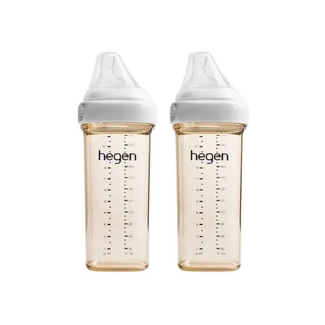 【hegen】金色奇蹟PPSU多功能方圓型寬口奶瓶330ml(雙瓶組/象牙白)