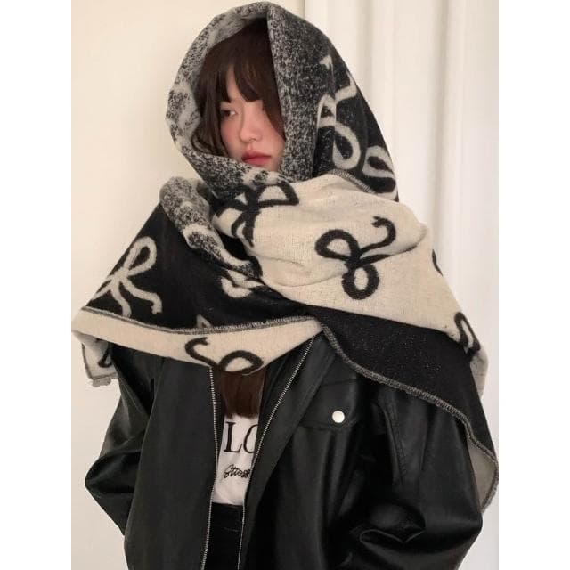 太妮絲Z178 現貨 蝴蝶結 流蘇圍巾 冬季 大披肩 高級感 雙面 仿羊絨 加長加厚 保暖 圍脖 大圍巾