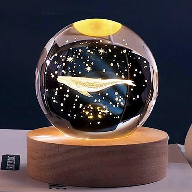 【JOEKI】水晶球造型小夜燈附發光底座 造型小夜燈 水晶球 生日 女友 情人節 公司禮物 星球小夜燈