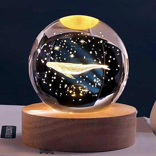 【JOEKI】水晶球造型小夜燈附發光底座 造型小夜燈 水晶球 生日 女友 情人節 公司禮物 星球小夜燈