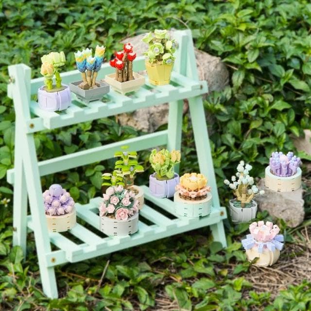 多肉盆栽積木組 積木花 積木盆栽 多肉植物盆栽 交換禮物
