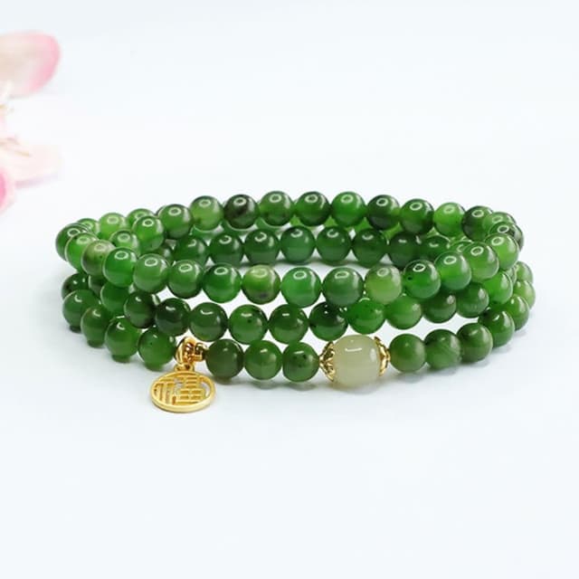 【Paiya 派亞】和田玉手串俄料碧玉多圈手鏈項鍊有盒子附證書送禮送長輩家人保平安