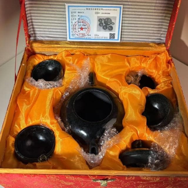 【Paiya 派亞】出貨時間10天藥王石茶具茶壺杯子套裝墨玉茶壺茶杯蛇紋石黑玉器磁性茶具有禮盒有證書