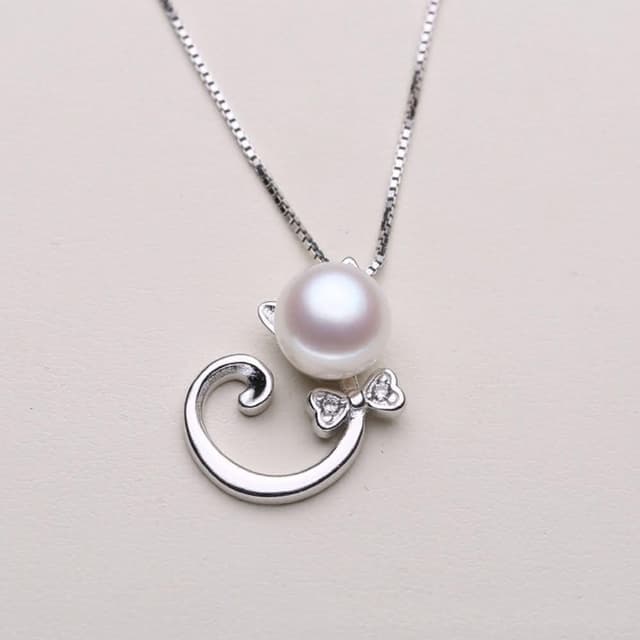 【Paiya 派亞】s925銀可愛kt小貓吊墜韓版淡水珍珠項鏈交換禮物/過年送禮