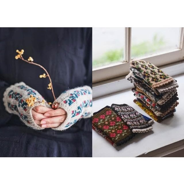 日文書 用設得蘭羊毛編織50款花卉圖案手套 花の編み込み手袋50 Knitting Pattern　シェットランドウールで編む冬小物
