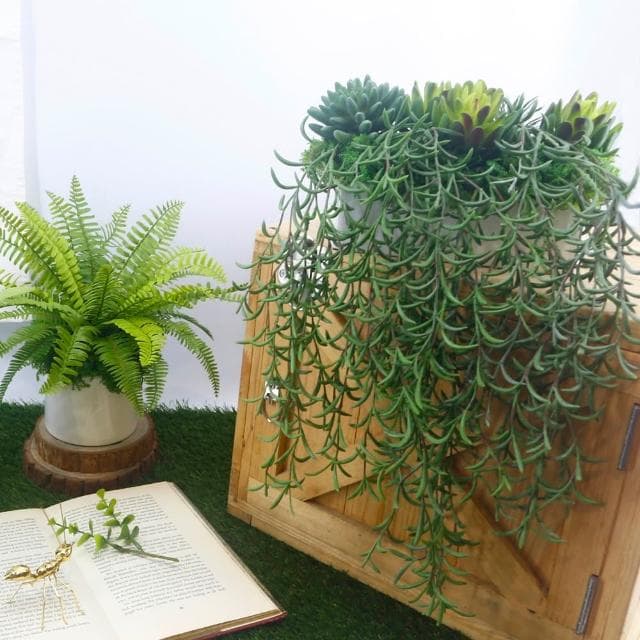 【HUGO DECO 榆果傢飾】高擬真紫弦月藤蔓植栽(擬真植物/禮物/綠化/永不凋零/佈置/蕨類)