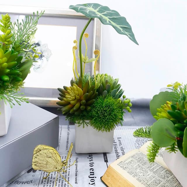 【HUGO DECO 榆果傢飾】觀音蓮葉佛手蓮香氛植栽(擬真植物/人造盆栽/綠化/佈置/禮物)