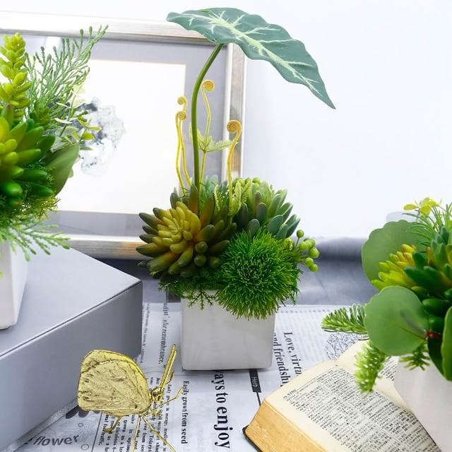 【HUGO DECO 榆果傢飾】觀音蓮葉佛手蓮香氛植栽(擬真植物/人造盆栽/綠化/佈置/禮物)