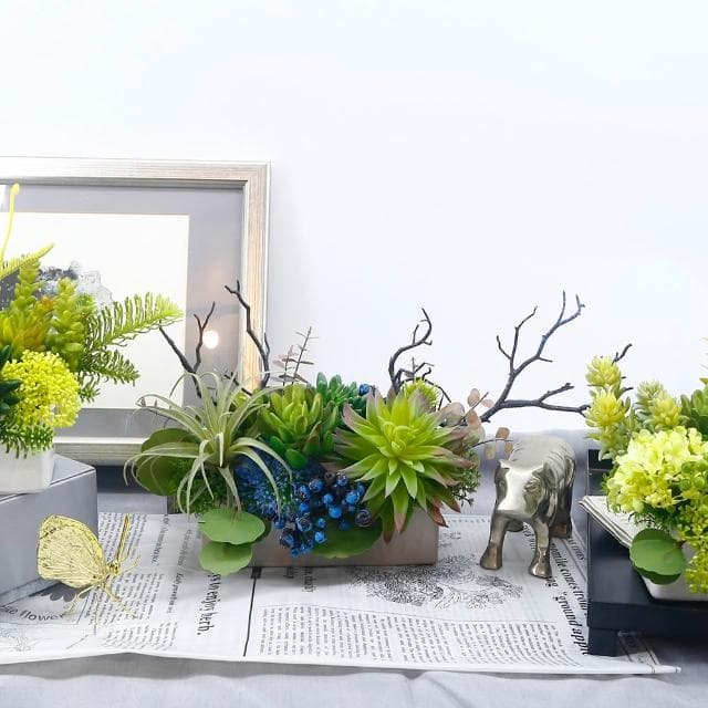 【HUGO DECO 榆果傢飾】藍樹枝空氣鳳梨香氛植物(擬真植物/人造盆栽/綠化/佈置/禮物)