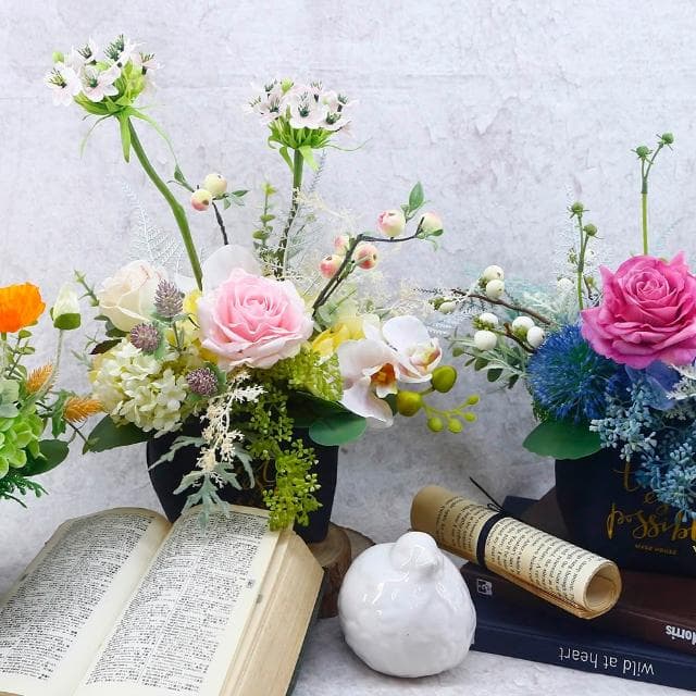 【HUGO DECO 榆果傢飾】粉玫瑰甜美風紙袋香氛花禮(擬真植物/人造盆栽/綠化/佈置/禮物)