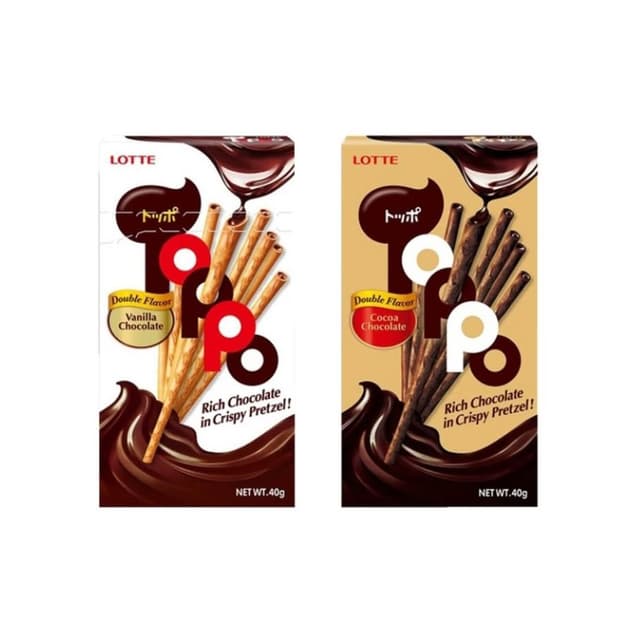 【Lotte 樂天】LOTTE 樂天 TOPPO 巧克力夾心棒 40g 巧克力棒 濃厚巧克力