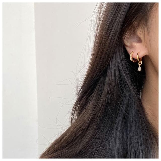 【HaNA 梨花】BLACK P明星．JENNIE同款多層疊戴金色小耳環套裝