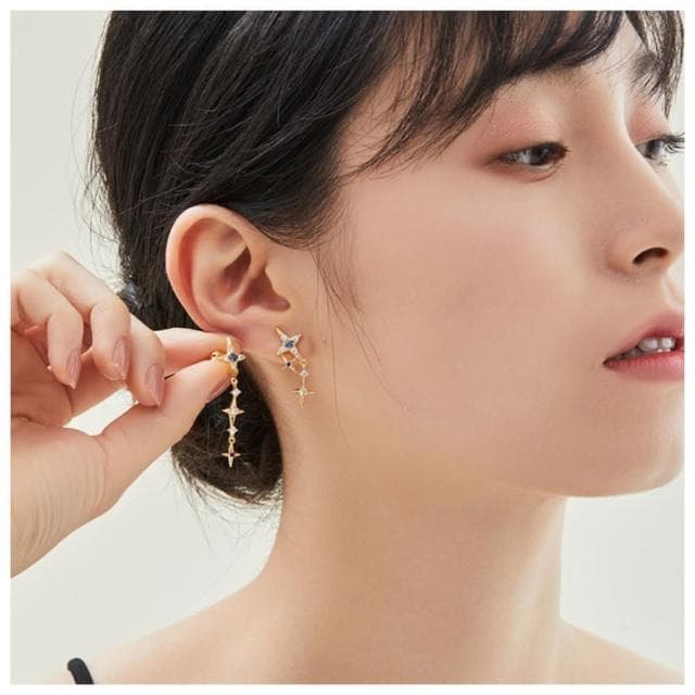 【HaNA 梨花】韓國東大門現貨採購．輕奢S925銀倫敦藍托帕石鍍18K金耳環 現+預