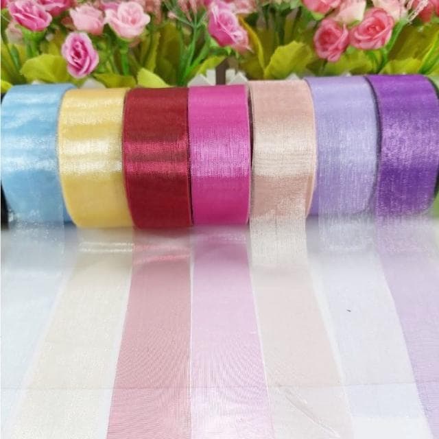12H快速出貨 (氣球快易送)  3cm 雪紗緞帶 1米 蝴蝶結 捧花緞帶 禮物包裝 裝飾 絲帶 緞帶 真珠紗 珍珠紗