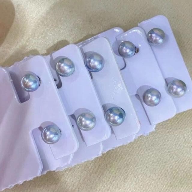 【WhiteKuo】18k稀有真多麻色系akoya海水珍珠耳針6-6.5mm(18K akoya 珍珠 耳針 真多麻)