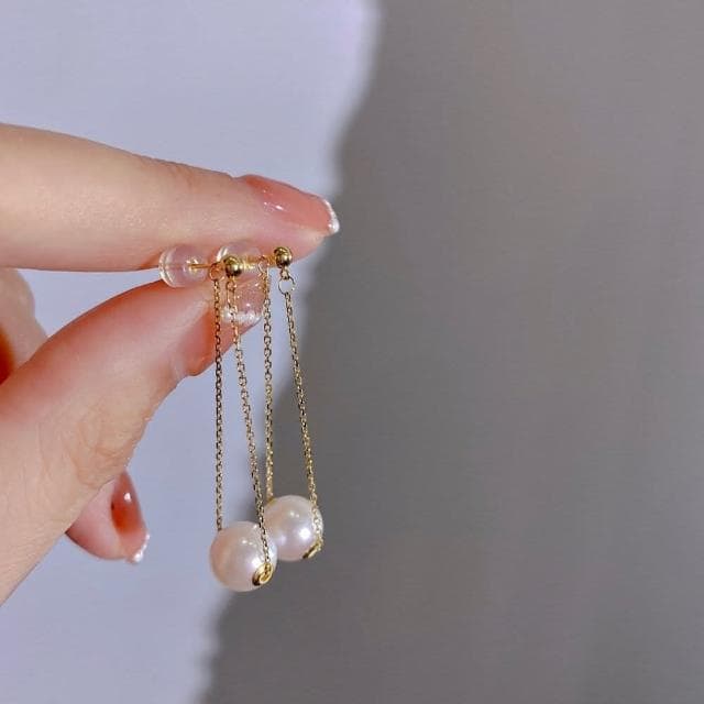 【WhiteKuo】18k天然日本akoya多種戴法設計感耳飾