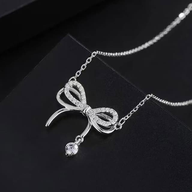 【KEDDY】女生項鍊 韓國項鍊 鎖骨項鍊 女朋友生日禮物 銀飾品 999純銀項鍊 小眾蝴蝶結 情人節禮物