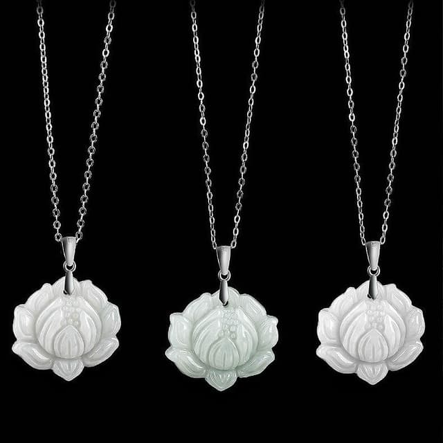 【KEDDY】蓮花項鍊-翡翠玉墜-純銀項鍊-玉石-玉佩-招財進寶-玉項鍊-冰種玉-新中式-送長輩-百搭飾品-禮物