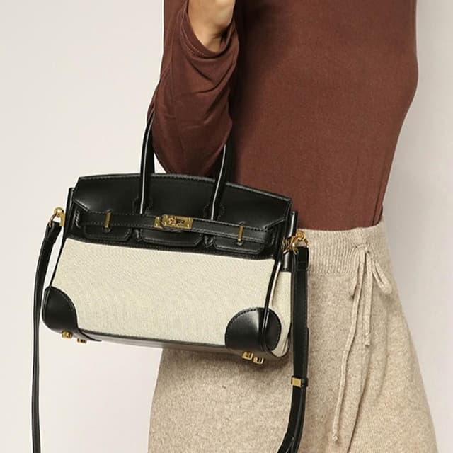 【KEDDY】帆布手提包-百搭手提包-氣質女包-包包-手提側背包-小包包-手提包-側背包-迷你鉑金包-凱莉包-生日禮物女生實用