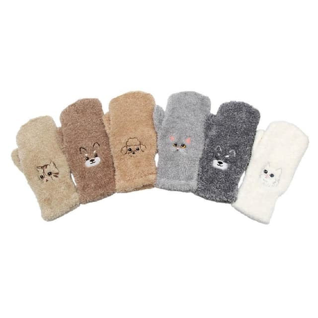 【瑟夫貝爾】汪仔喵伴刺繡露指包套手套 冬天可愛手套 多功能保暖手套 動物親子可愛款 聖誕交換禮物 聖誕節 MIT台灣製造