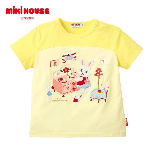 【MIKI HOUSE】官方直營-普奇熊 舞颯兔 刺繡短袖T恤 100% 棉  60/2 平紋針織  男女童裝