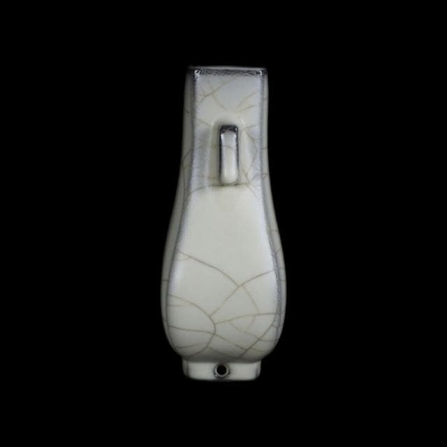 《博古珍藏》宋 官窯月白釉四方貫耳瓶 高15公分 早期收藏 老件花瓶瓷器 博物館級文物