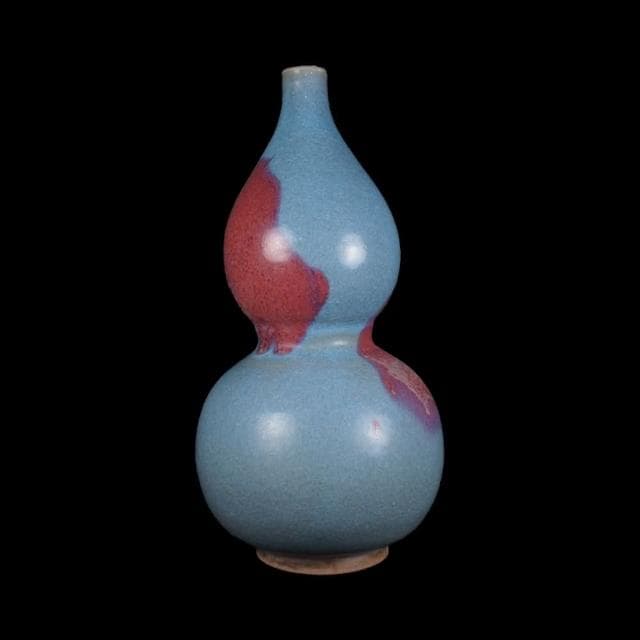 《博古珍藏》元 鈞窯天青釉紫斑葫蘆瓶 早期收藏 老件花瓶瓷器 博物館級文物