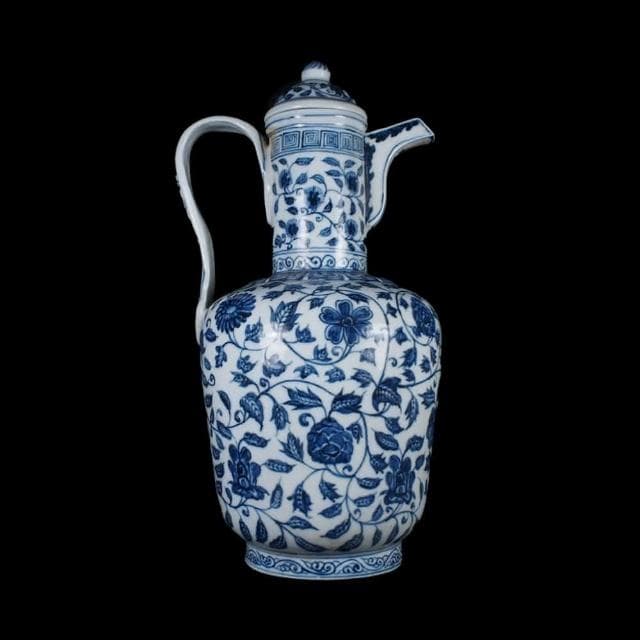 《博古珍藏》明宣德 青花花卉紋執壺 高37公分 早期收藏 老件文物瓷器 博物館級 附錦盒