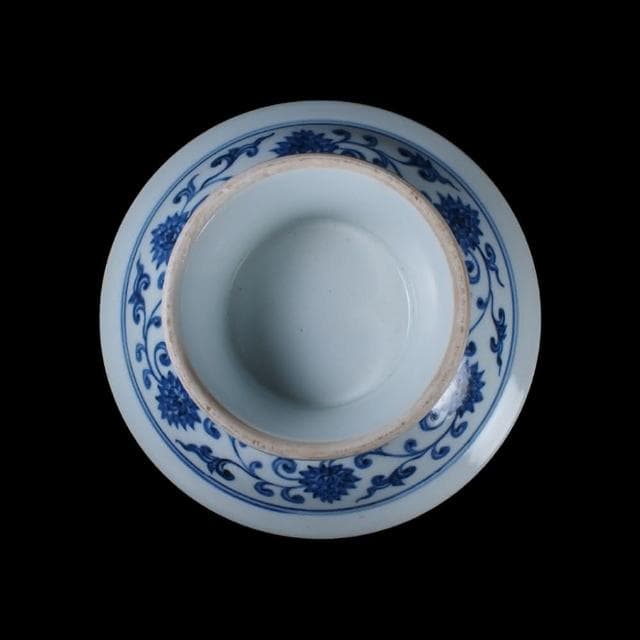 《博古珍藏》明宣德 青花花卉紋盞托 早期收藏 老件文物 茶杯瓷器 國際拍賣級