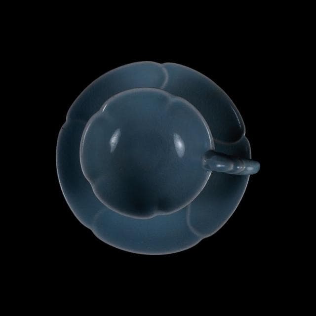 《博古珍藏》宋 汝窯天青釉獸耳盞托 早期收藏 老件茶杯瓷器 博物館級文物