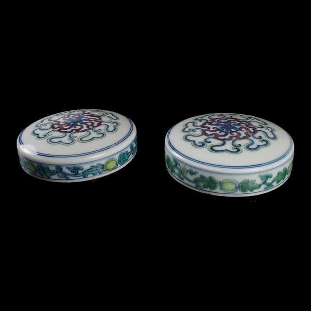 《博古珍藏》明成化 天字款 鬥彩斗彩藤瓜果龍紋蓋罐一對 早期收藏 老件茶葉罐瓷器