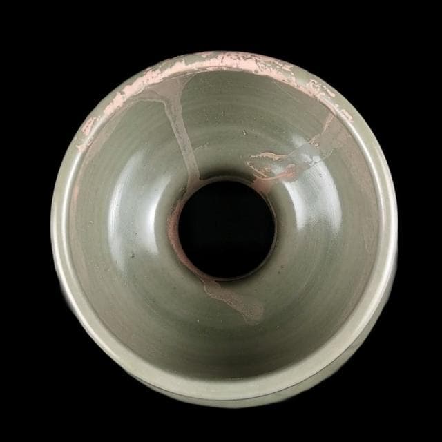 《博古珍藏》五代 越窯秘色瓷刻蓮花紋雙系瓶 早期收藏 花瓶瓷器