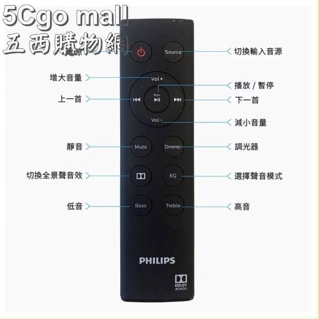 【PHILIPS 飛利浦廚房家電】5Cgo🏆飛利浦全景聲聲霸家庭劇院影院重低音音響TAPB600/96 #134034 150W(max) HDMI*2 支援藍牙、 USB 支援光纖輸入與音訊輸入 支援 ARC Philips Dolby Atmos Soundbar