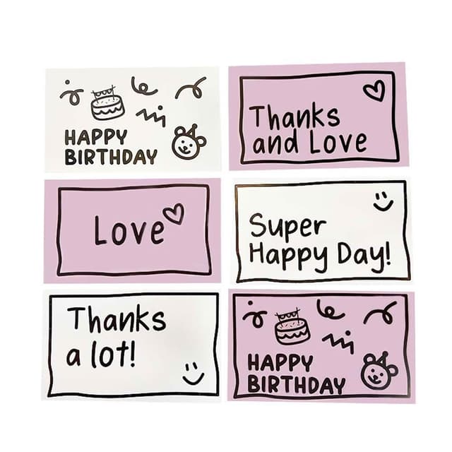 粉白長方祝福小卡 (感謝小卡 生日小卡 禮物盒小卡 情人節 花束卡片 賀卡 留言卡 謝謝卡 單面印刷)