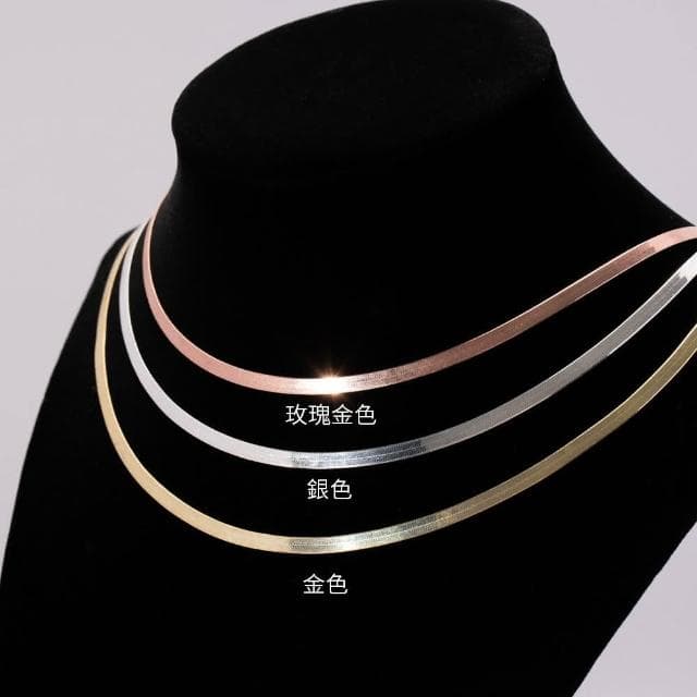 【CReAM】Hedwig歐美冷淡風鍍18K金色 扁細蛇鍊鎖骨鍊 男女項鍊(生日 禮物 送禮 禮盒)