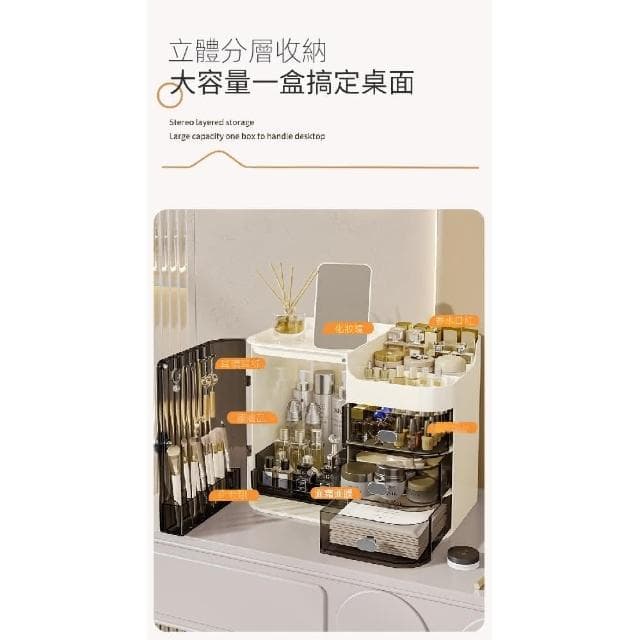 Vimi維米 化妝品收納箱 收納盒 防塵梳妝台 化妝品收納盒 彩妝收納 塑膠置物架 抽屜式彩妝口紅保養品整理櫃