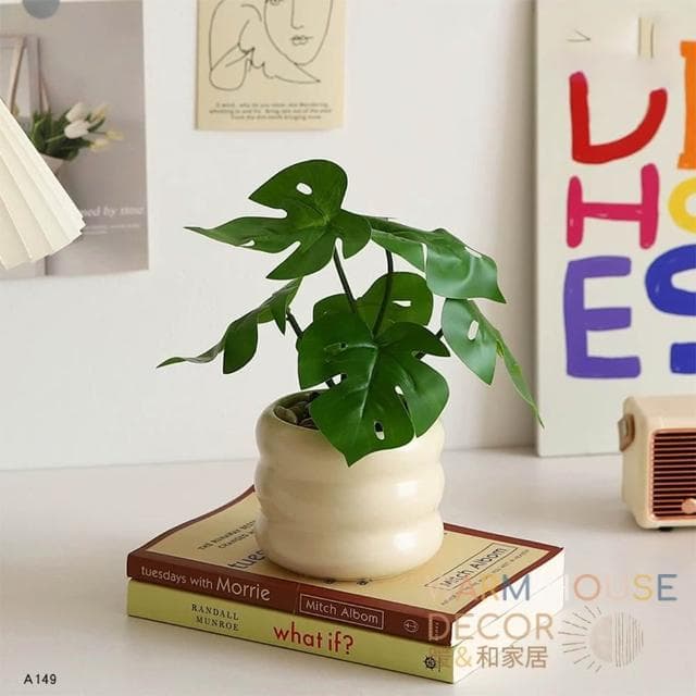 【Warm House Decor 暖和家居】北歐仿真龜背葉 (仿真植物 龜背竽 綠化植物 盆栽裝飾)