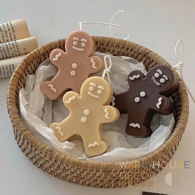 【Warm House Decor 暖和家居】韓系ins風薑餅人蠟燭(聖誕節佈置 聖誕交換禮物 節慶小裝飾 聖誕交換禮物 可愛小蠟燭)