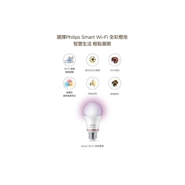 【Philips 飛利浦】飛利浦 Wi-Fi WiZ 智慧照明 13W 8W  新版 全彩燈泡 LED電燈泡 智能燈泡 燈泡(一組4入) 宗宏材料
