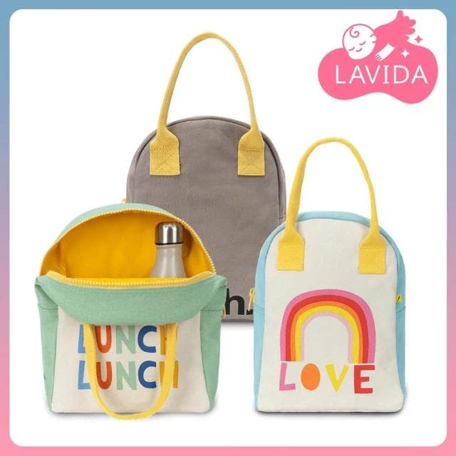 【Fluf】有機棉拉鍊隨手袋質手提袋 午餐袋 餐袋 野餐袋 環保袋 拉鍊 手提袋拉鍊 手提袋 大容量 便當袋