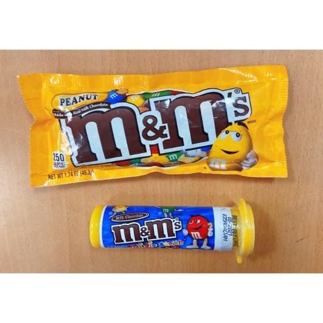 MM巧克力 m&m s巧克力 黃色 精靈罐  脆心牛奶巧克力 花生 巧克力 mm迷你巧克力豆 迷你豆 巧克力豆