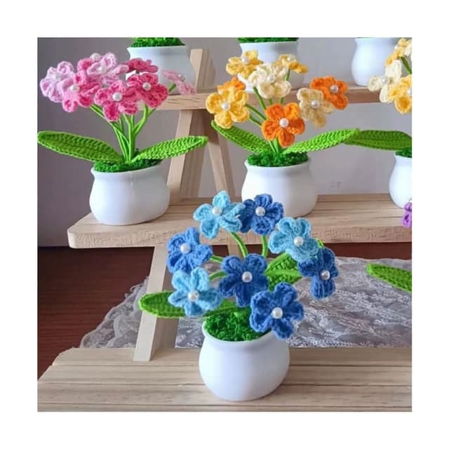 PARTIDO 漸層編織花白色小盆栽(生日 母親節 七夕情人節 求婚告白 畢業 禮物 氣球 布置 編織花 拍照道具)