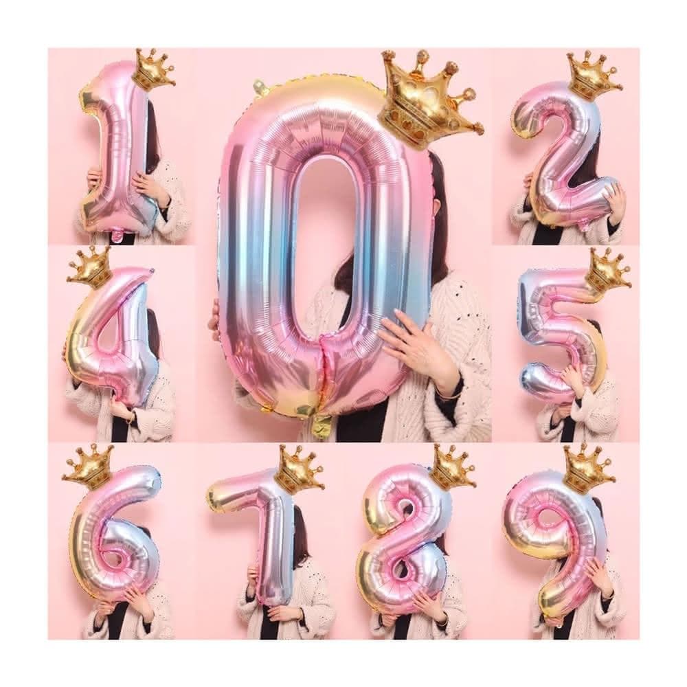 PARTIDO  小皇冠大數字鋁膜氣球組1組生日布置 派對氣球 活動道具 佈置 生日數字 周歲佈置