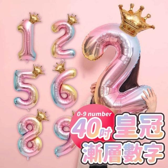 PARTIDO  小皇冠大數字鋁膜氣球組1組生日布置 派對氣球 活動道具 佈置 生日數字 周歲佈置