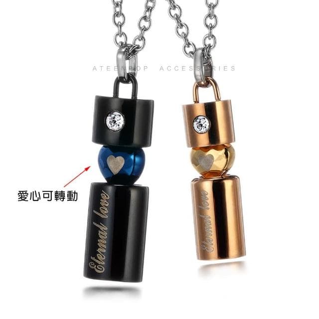 【ATeenPOP】情侶項鍊 對鍊  白鋼項鍊 永恆唯一 單個價格 愛心 可轉動 情人節禮物 AC867