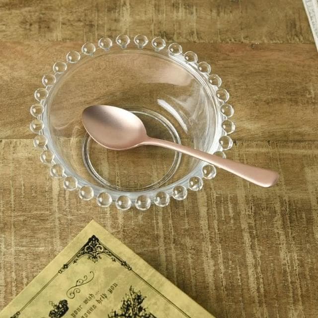 高級霧面粉紅玫瑰金質感不鏽鋼甜點湯匙 (交換禮物 聖誕禮物 日本製 新潟燕三条 古英式廚房 點心湯匙 小湯匙)
